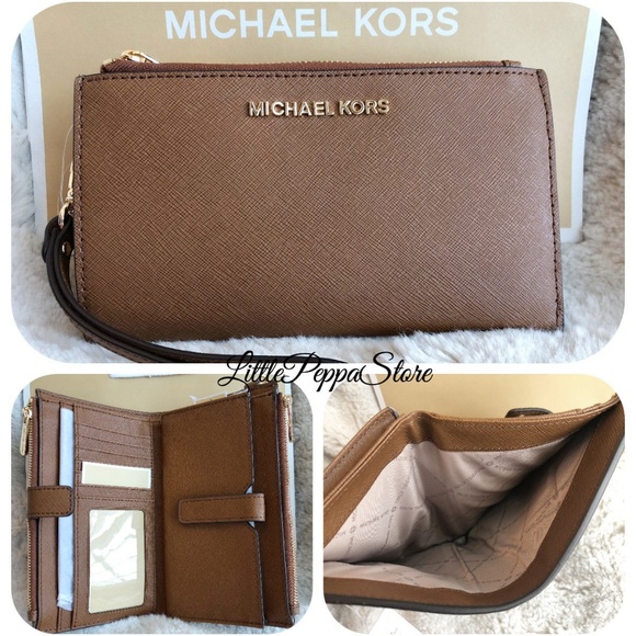 MICHAEL KORS DOUBLE ZIP WRISTLET WALLET LUGGAGE - Picture 2 of 8